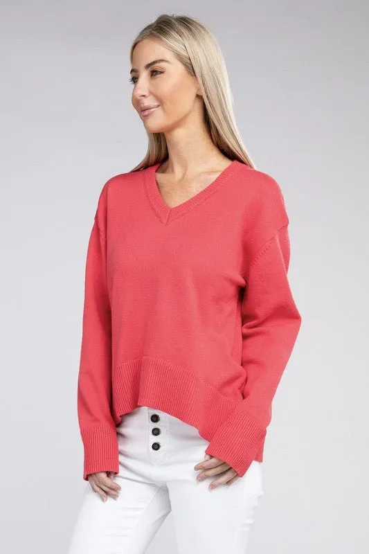 Pink V-Neck Sweater