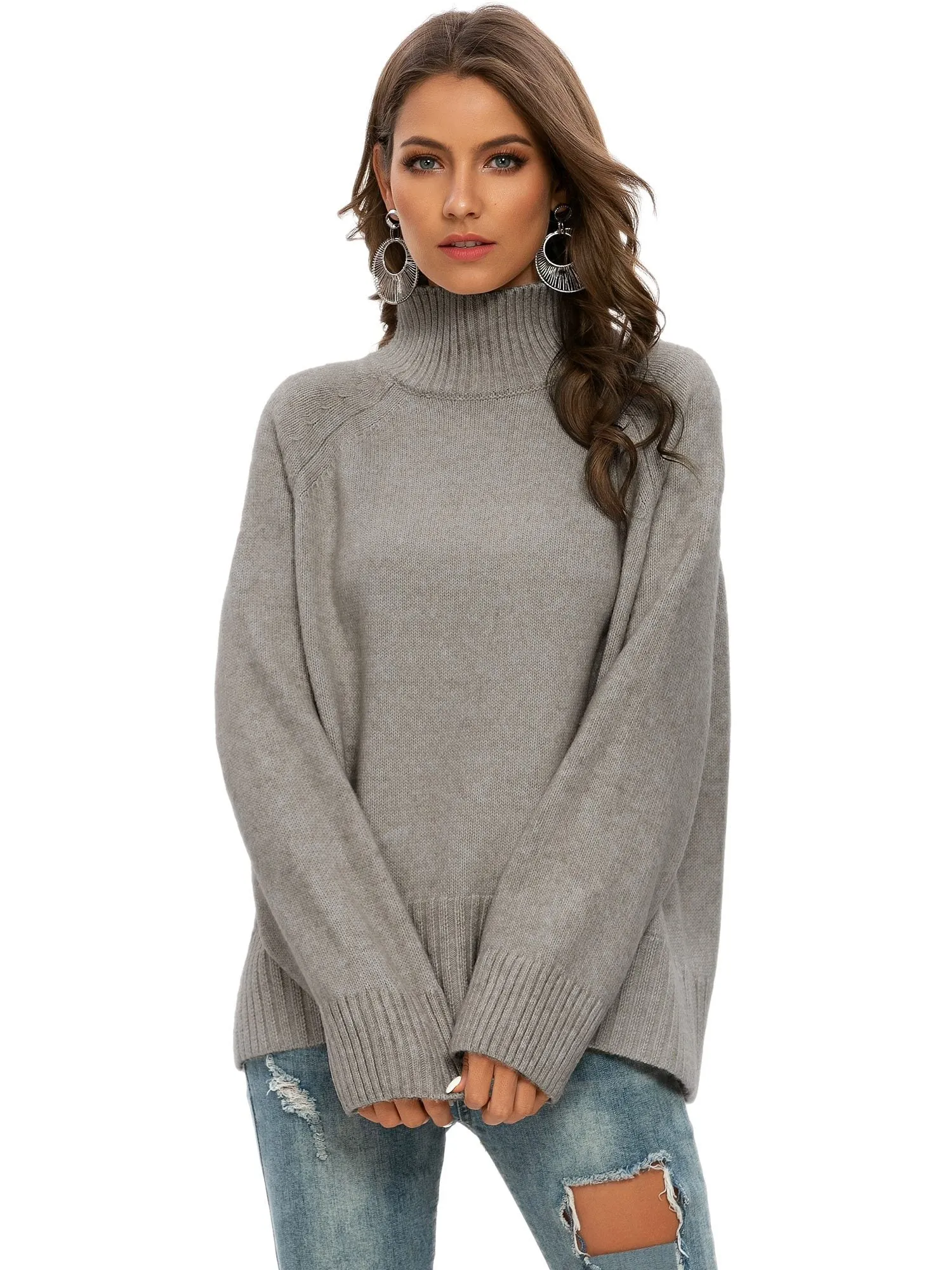 Pullover Loose High Neck Sweater