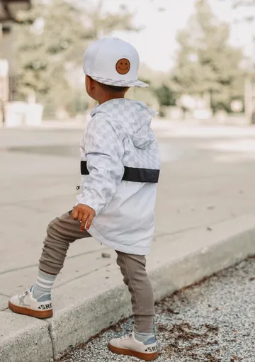 PULLOVER WINDBREAKER - GREY CHECKERED