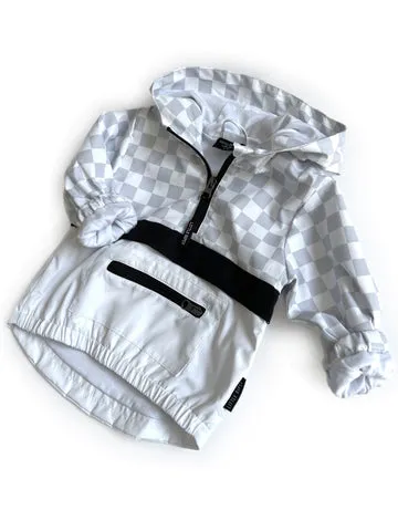 PULLOVER WINDBREAKER - GREY CHECKERED