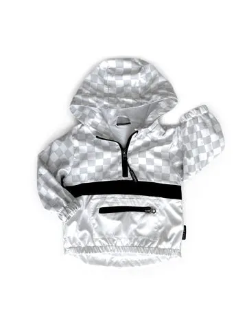 PULLOVER WINDBREAKER - GREY CHECKERED
