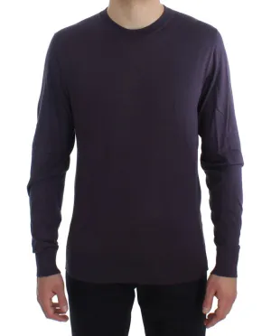 Purple Crewneck Pullover Silk Sweater
