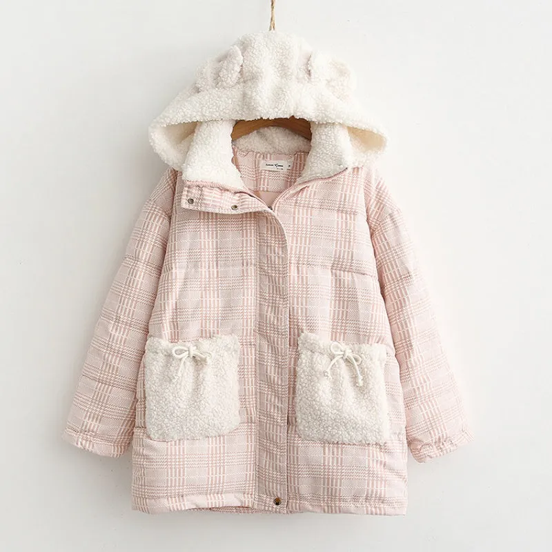 "BEAR EARS PINK COTTON" COAT N123103