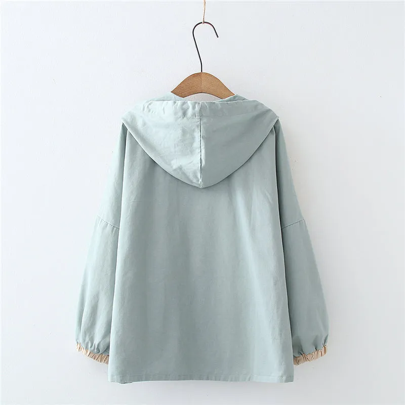 "BEAR PRINT LONG SLEEVE HOODED" JACKET N022308