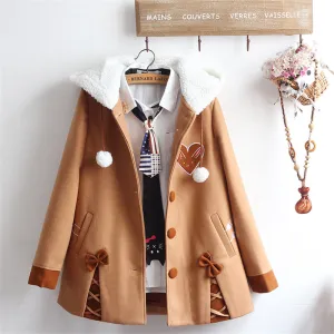 "BUNNY BOWKNOT PLUSH HOODED" COAT N081108