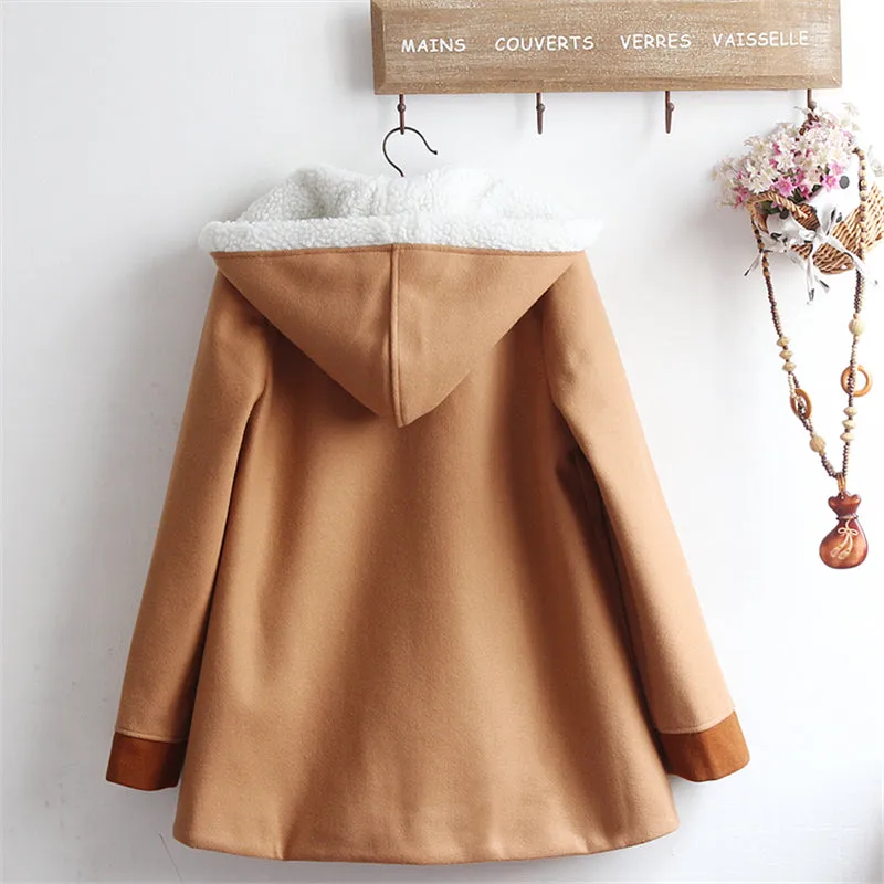 "BUNNY BOWKNOT PLUSH HOODED" COAT N081108
