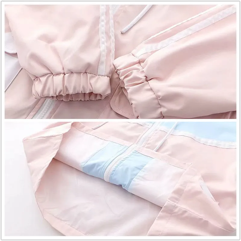 "CUTE POCKET CAT COLORBLOCK" HOODED JACKET Y031603