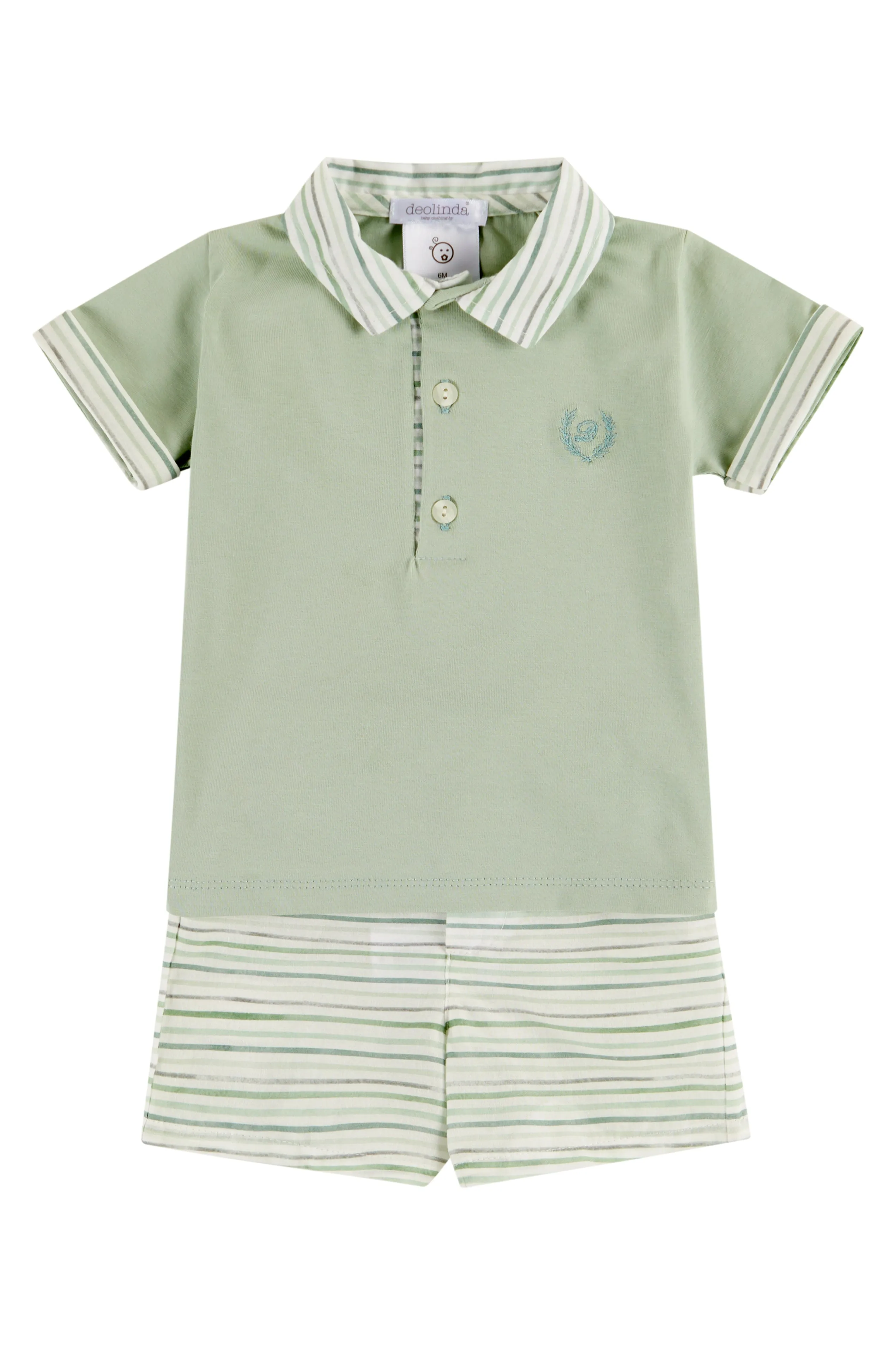 "Nash" Sage Green Polo Shirt & Shorts