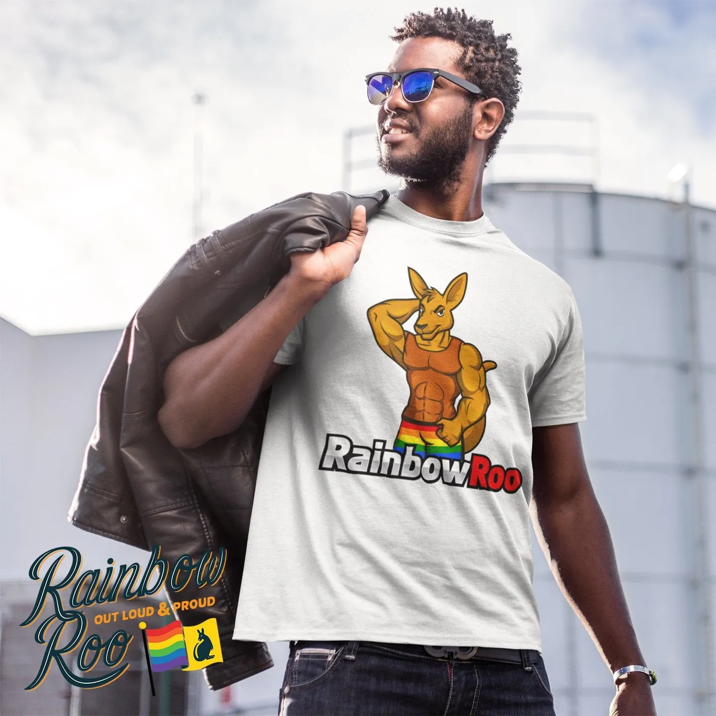 RainbowRoo Muscle Kangaroo T-Shirt Unisex (G006)