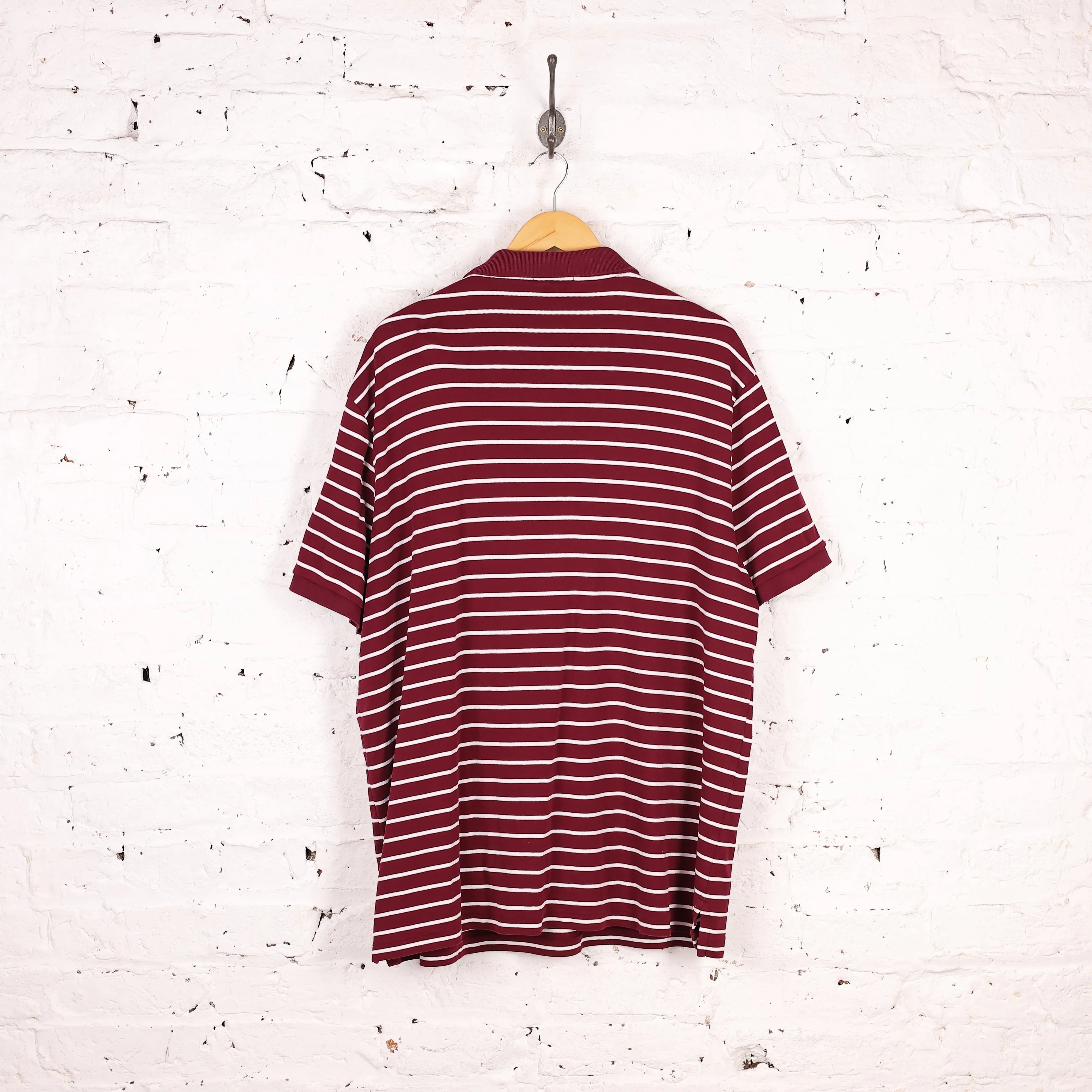 Ralph Lauren Polo Short Sleeve Striped Polo Shirt - Maroon - XXL