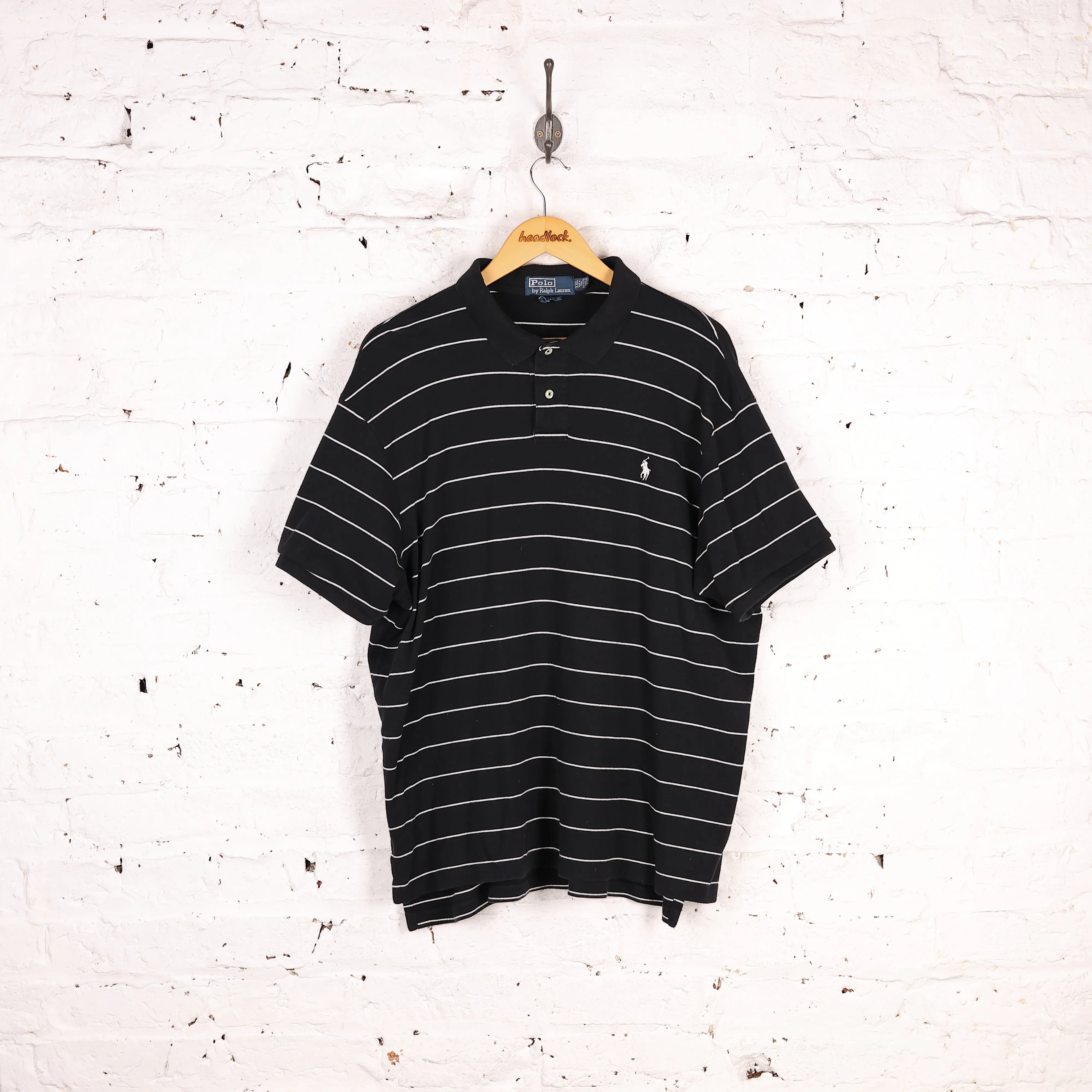 Ralph Lauren Short Sleeve Striped Polo Shirt - Black - XXL