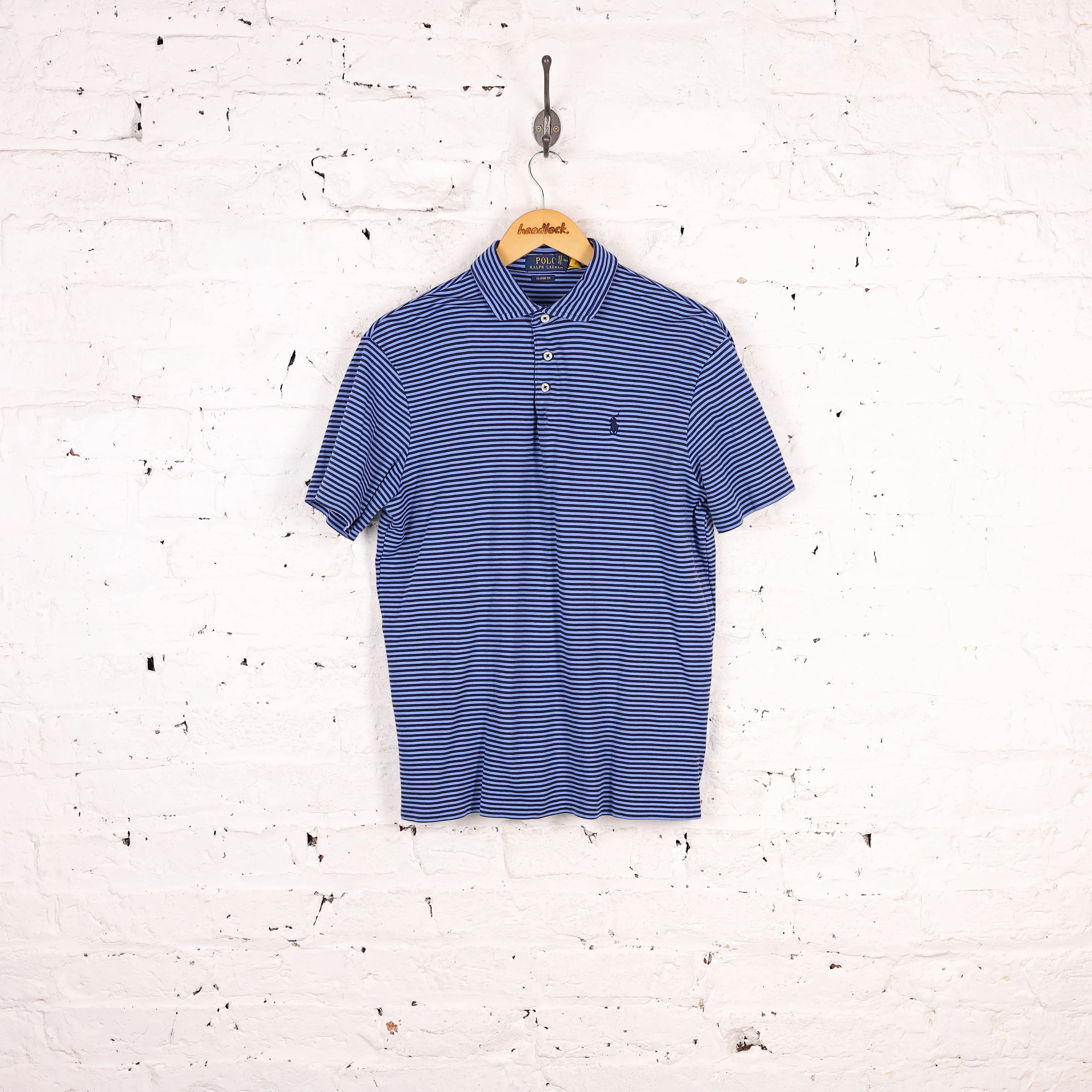 Ralph Lauren Short Sleeve Striped Polo Shirt - Blue - S
