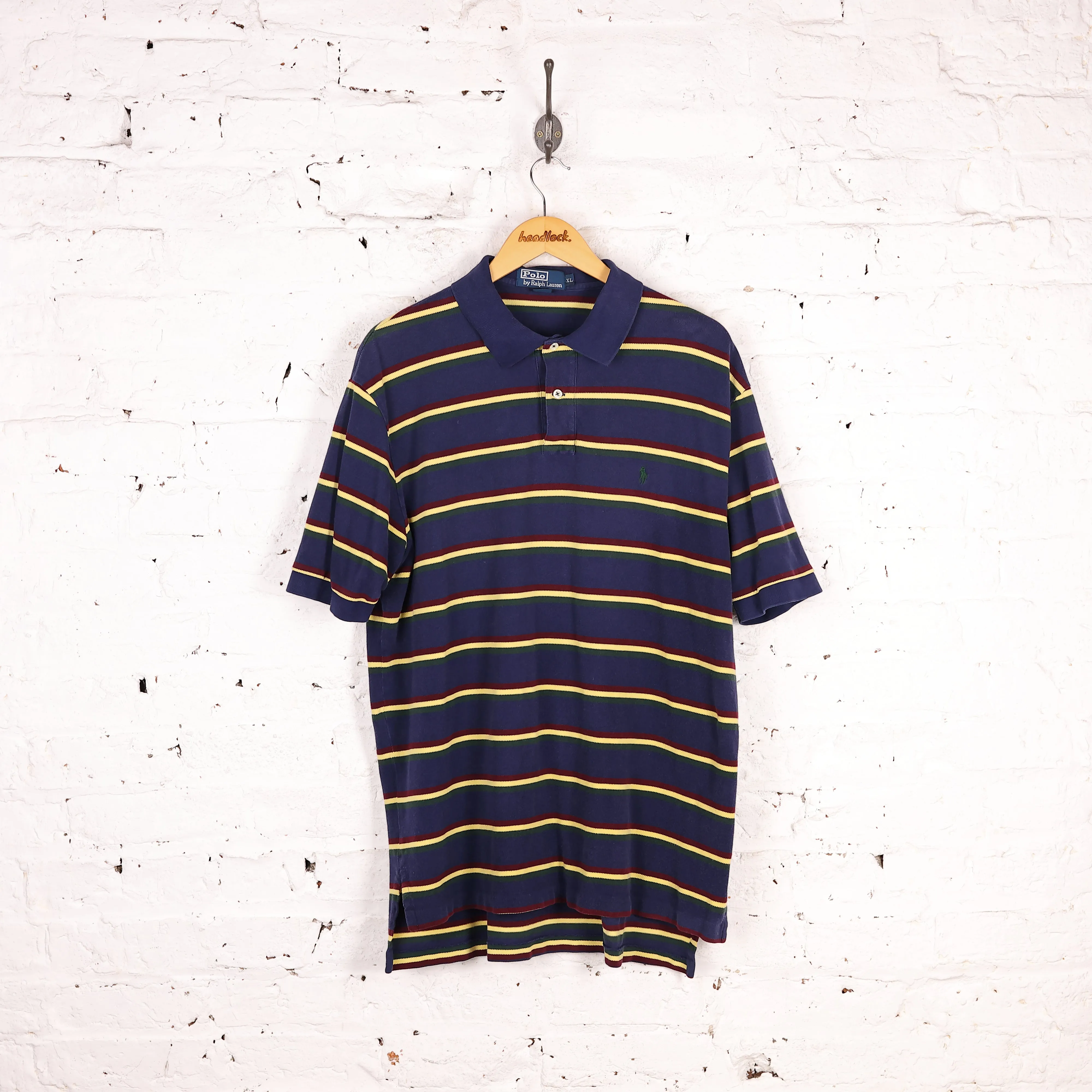 Ralph Lauren Short Sleeve Striped Polo Shirt - Blue - XL