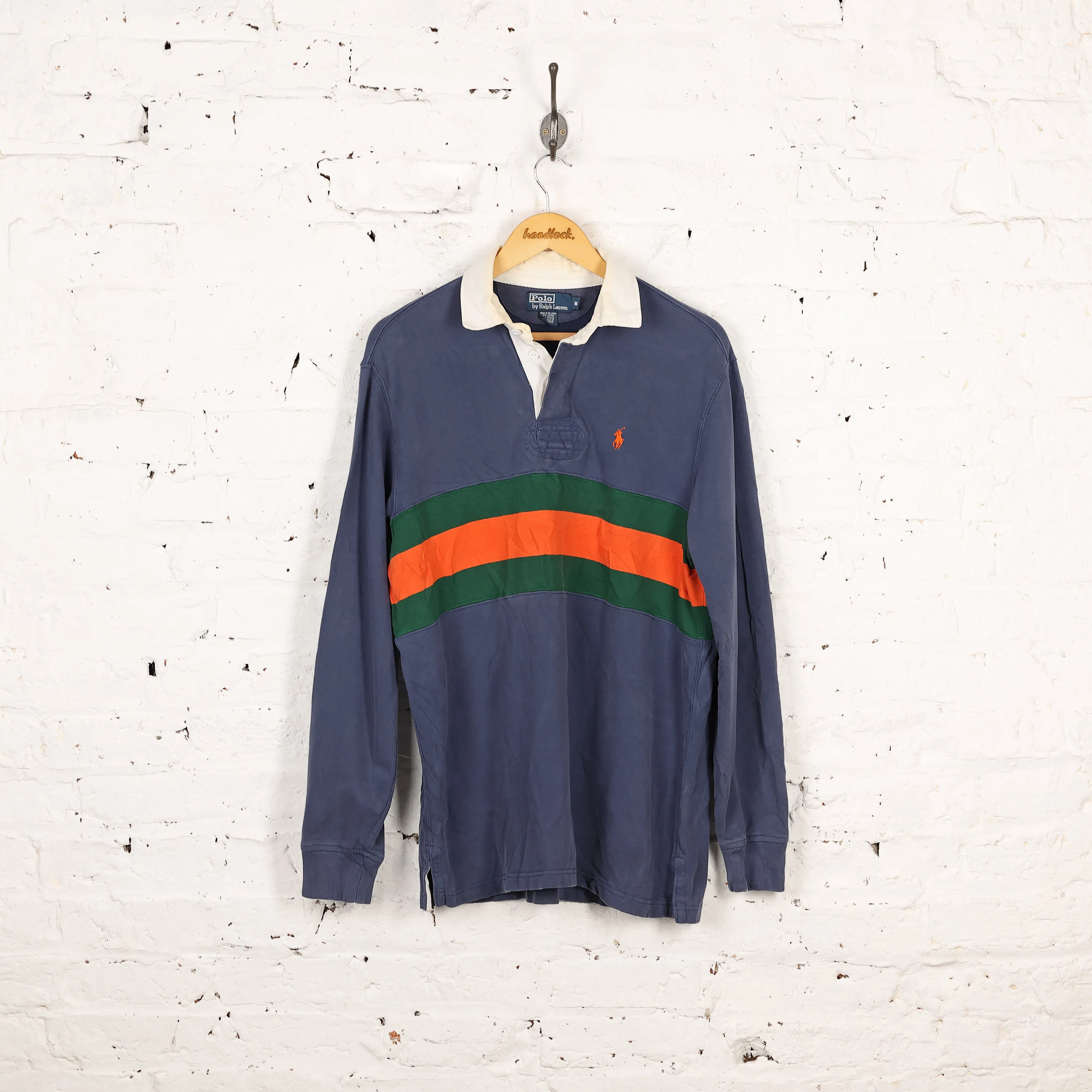 Ralph Lauren Striped Rugby Polo Shirt - Blue - M