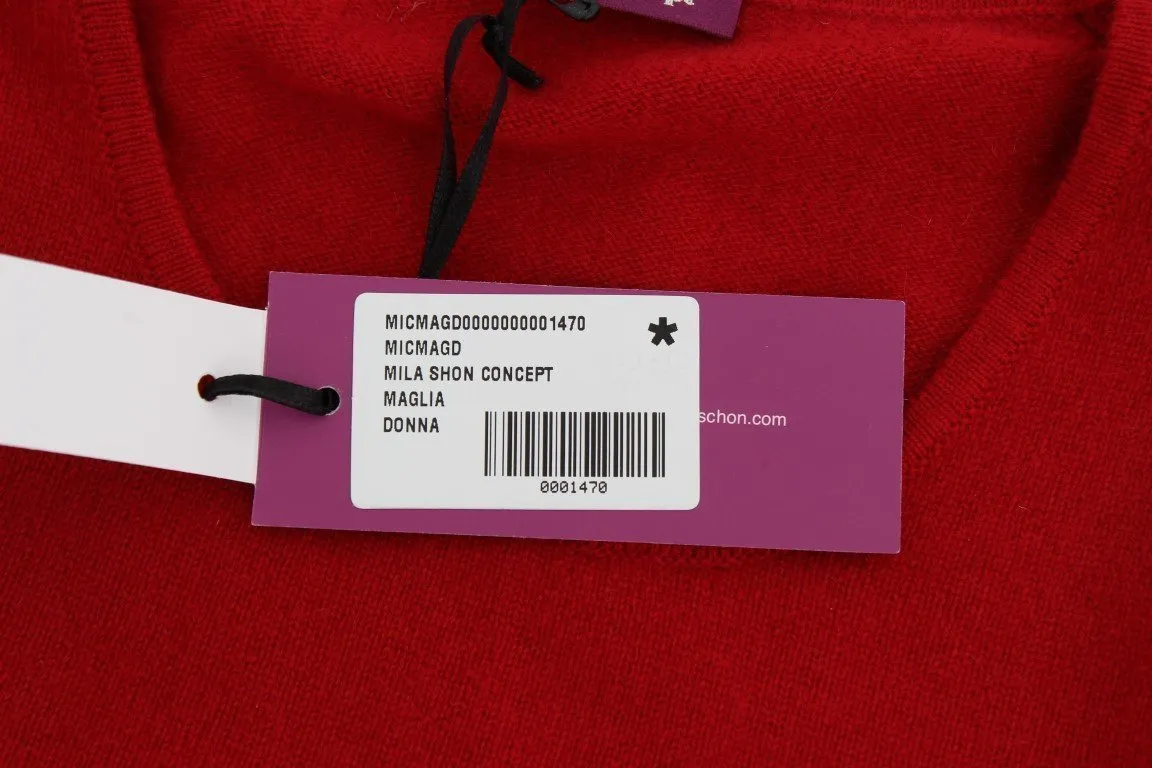 Red Cashmere Crewneck Pullover Sweater