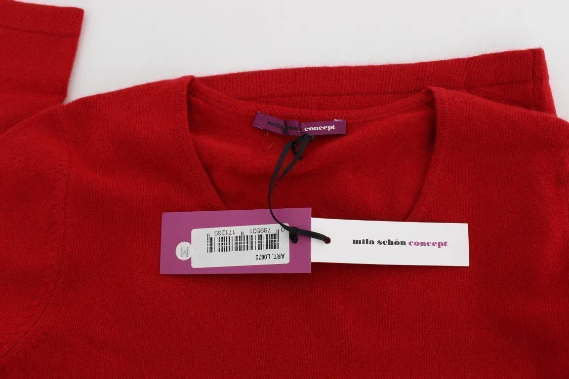 Red Cashmere Crewneck Pullover Sweater