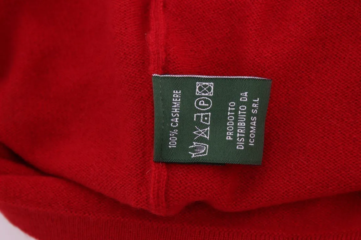 Red Cashmere Crewneck Pullover Sweater