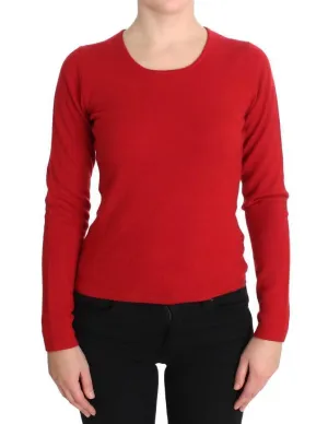 Red Cashmere Crewneck Pullover Sweater