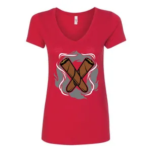 Red Cigar Pxrn Logo Women's V-Neck T-Shirt
