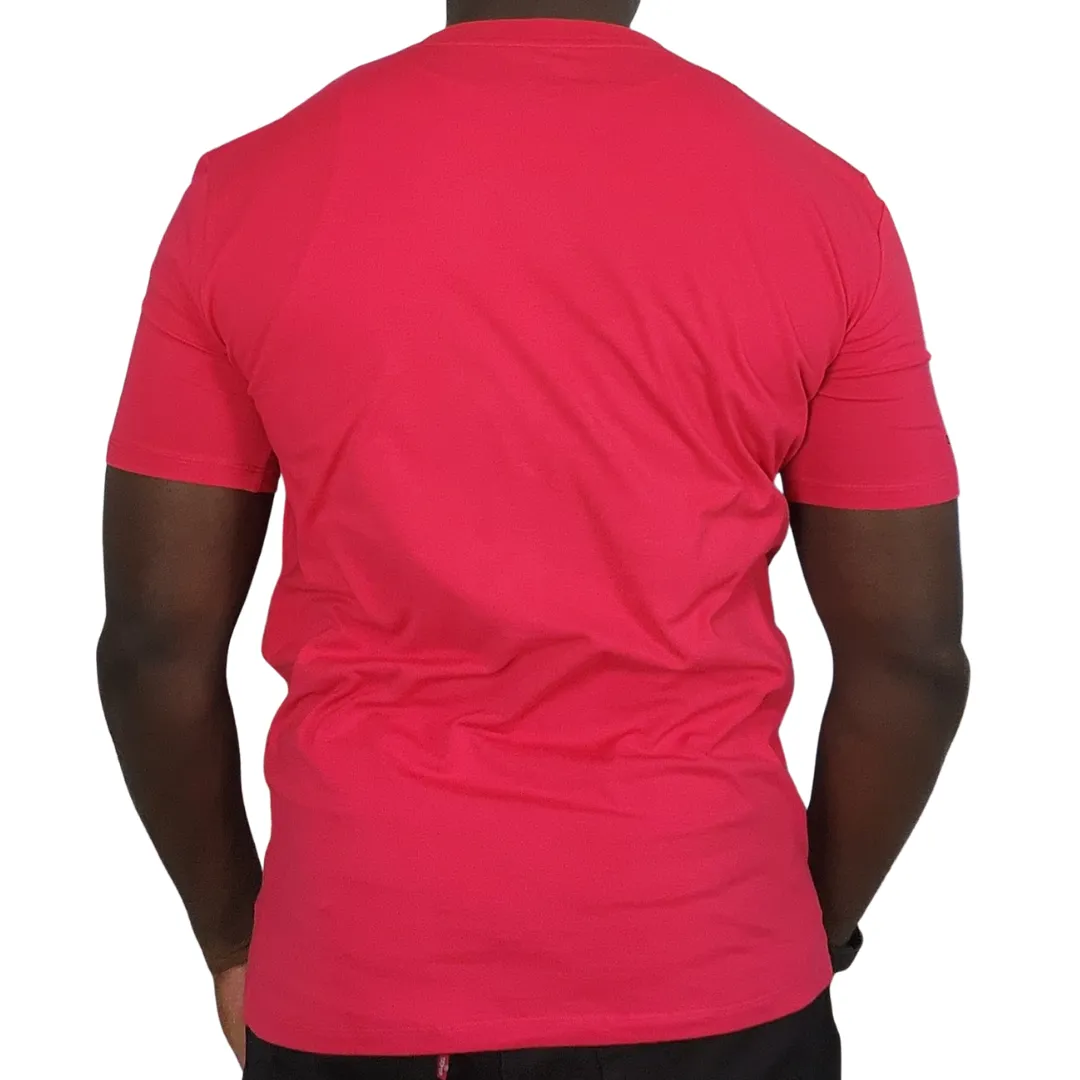 Red Short Sleeves Square V Neck T-shirt