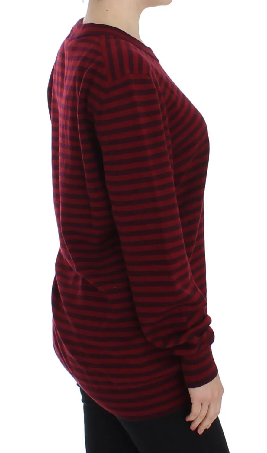 Red Striped Cashmere Pullover Sweater