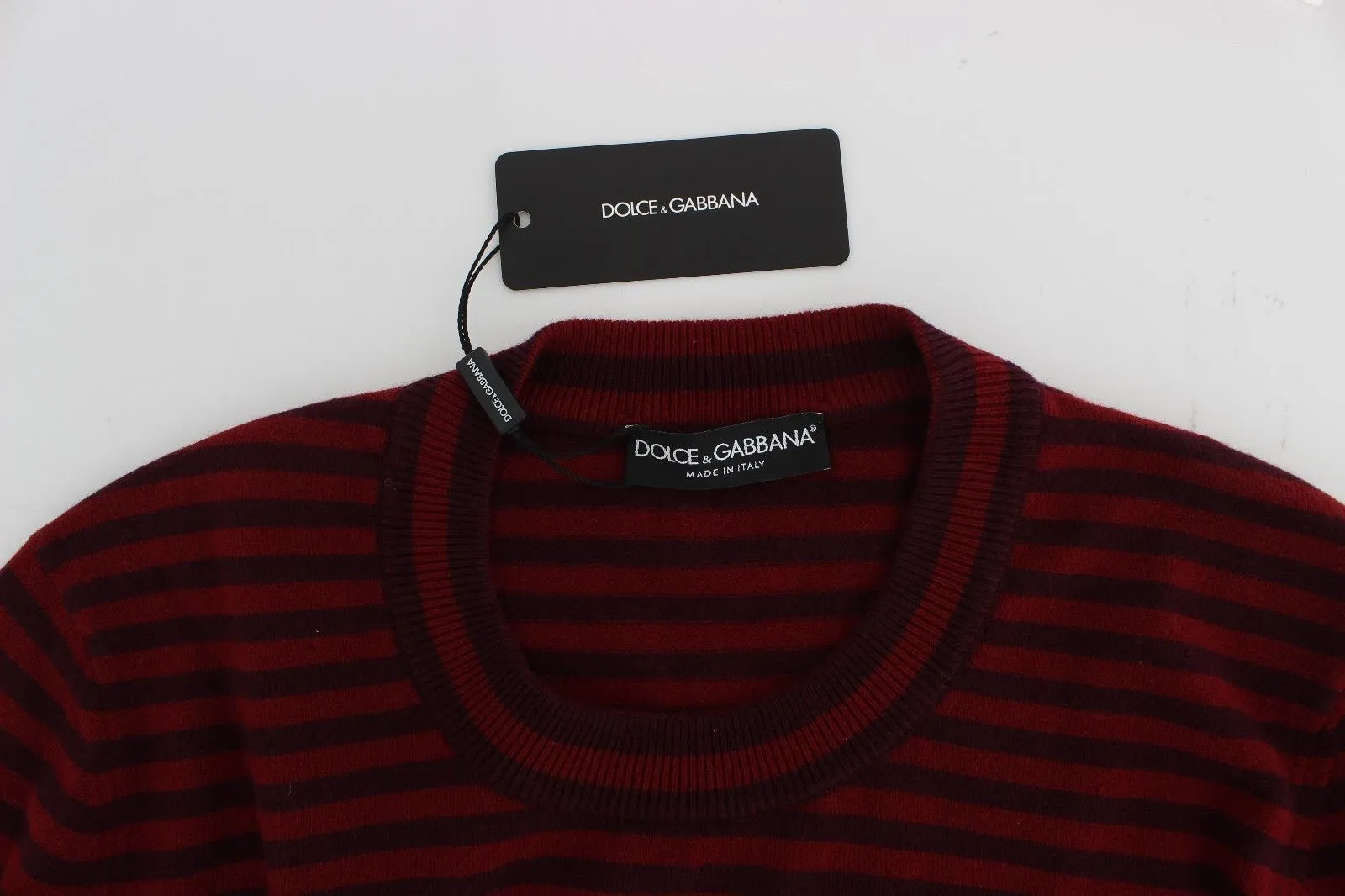 Red Striped Cashmere Pullover Sweater
