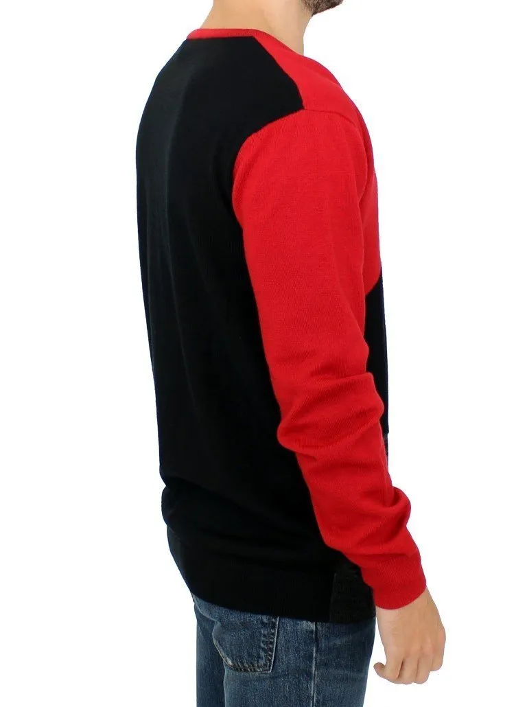 Red wool V-neck sweater