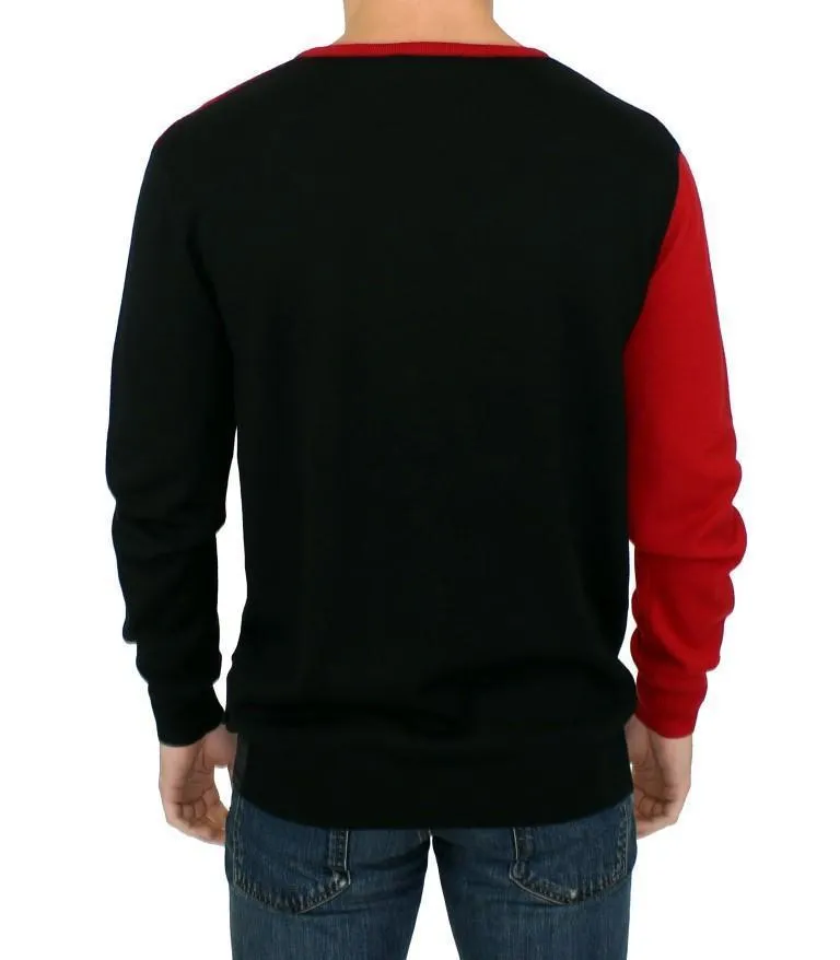 Red wool V-neck sweater