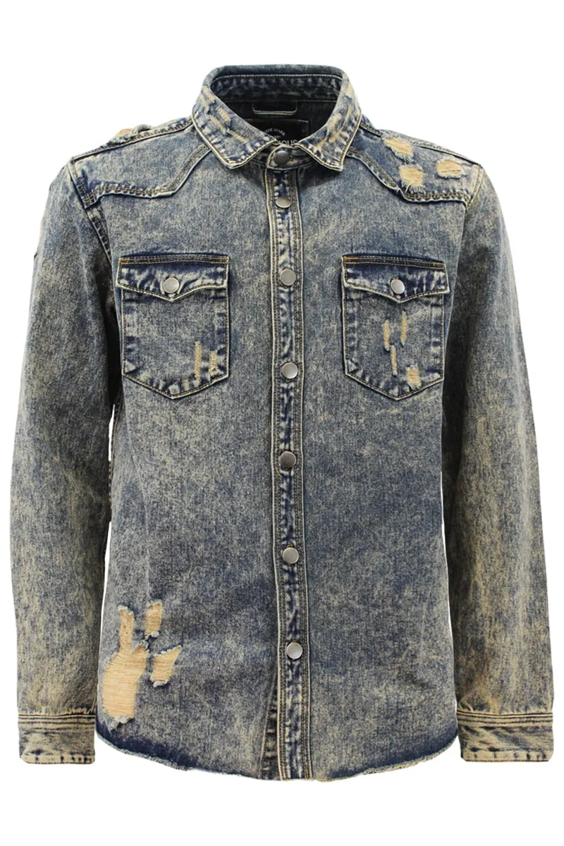 Ripped Denim Overshirt - Vintage
