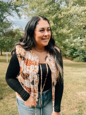 Rust Patchwork Puff Printed Vest