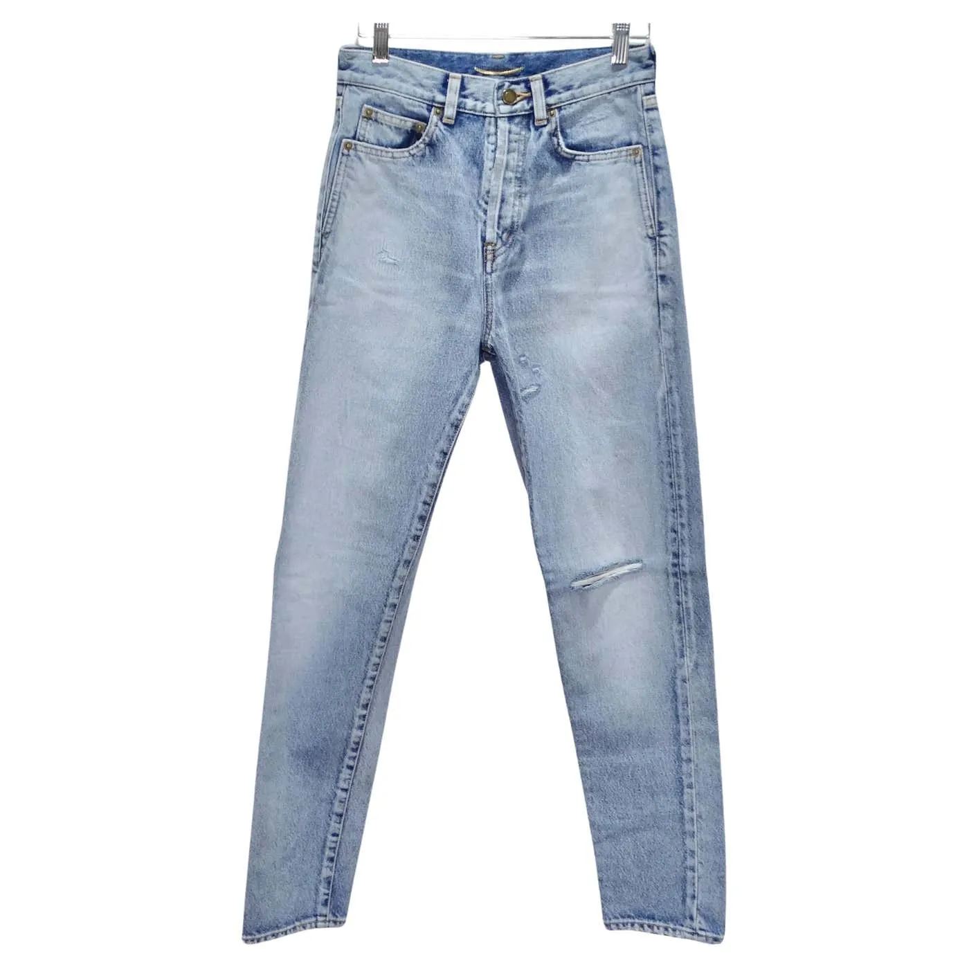 Saint Laurent Light Wash Denim Skinny Jeans