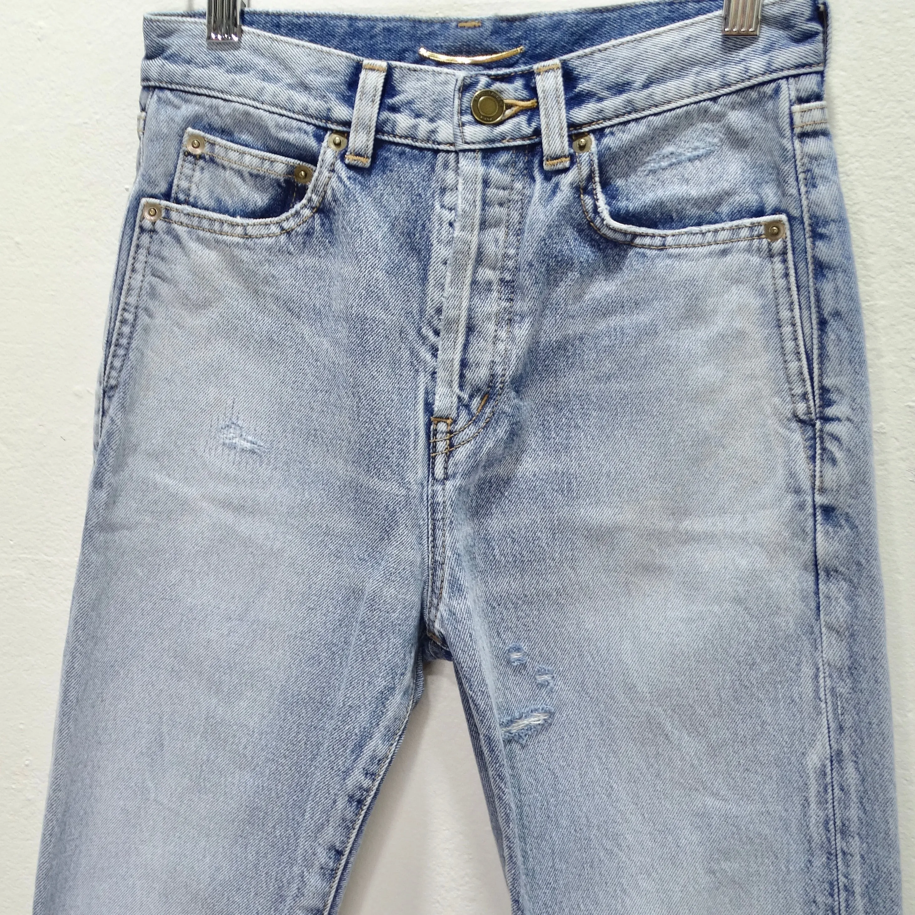 Saint Laurent Light Wash Denim Skinny Jeans