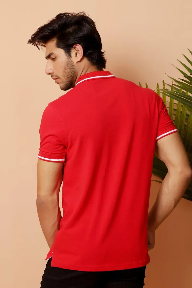 Scarlet Striped Polo