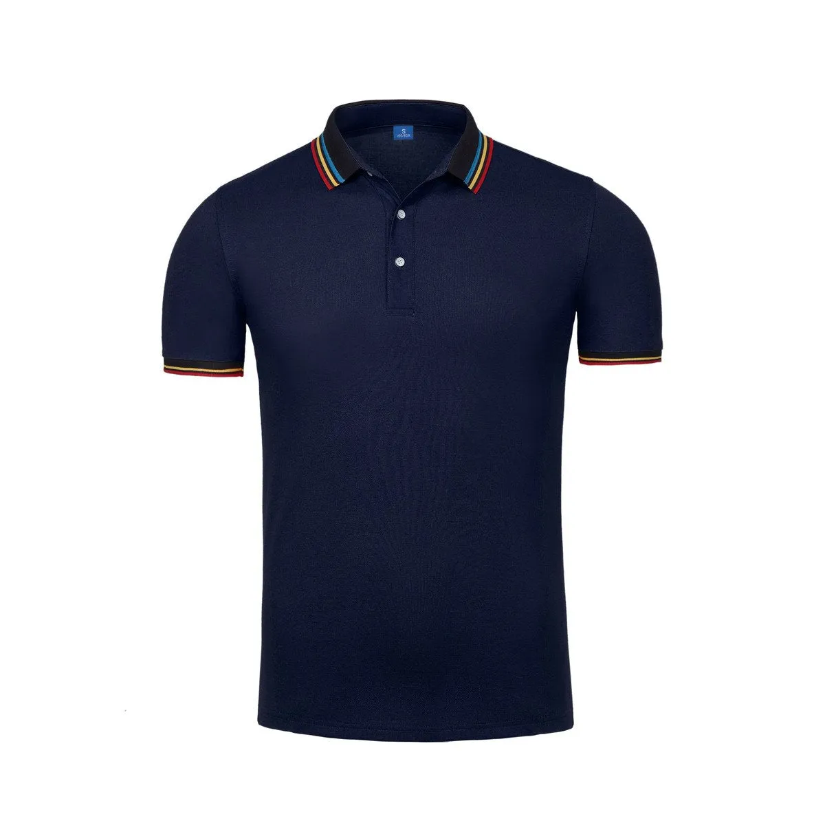 Short-Sleeved Polo Shirt With Colourful Striped Collar
