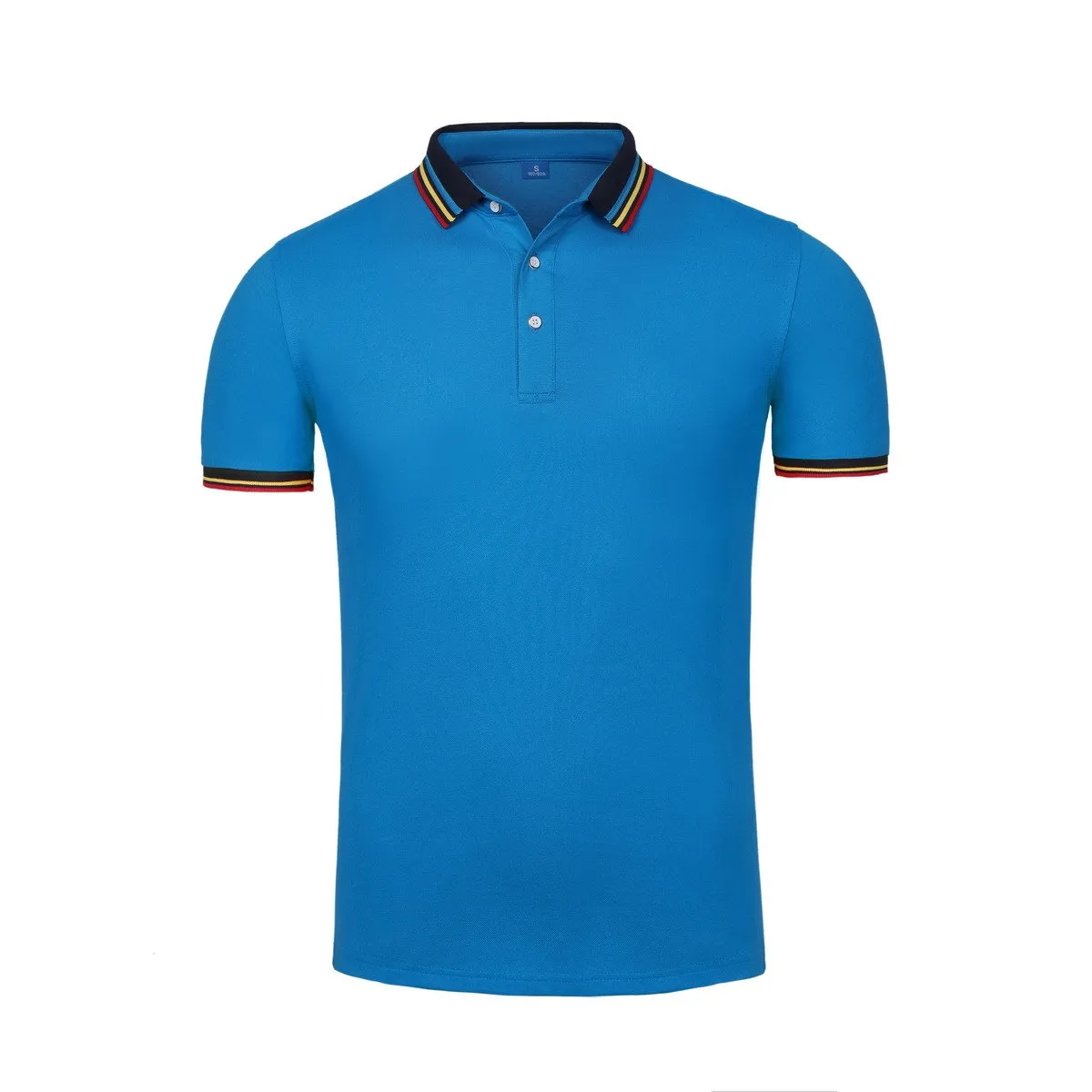 Short-Sleeved Polo Shirt With Colourful Striped Collar