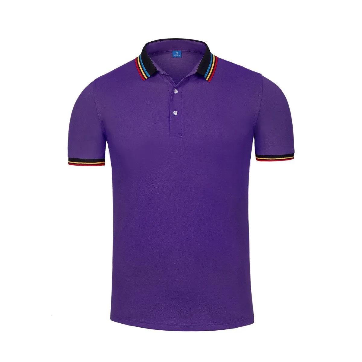 Short-Sleeved Polo Shirt With Colourful Striped Collar