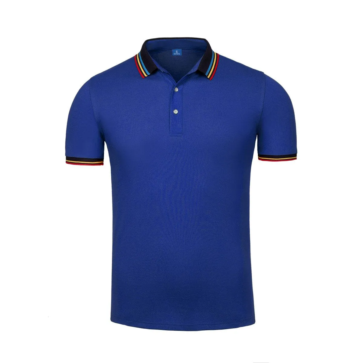 Short-Sleeved Polo Shirt With Colourful Striped Collar