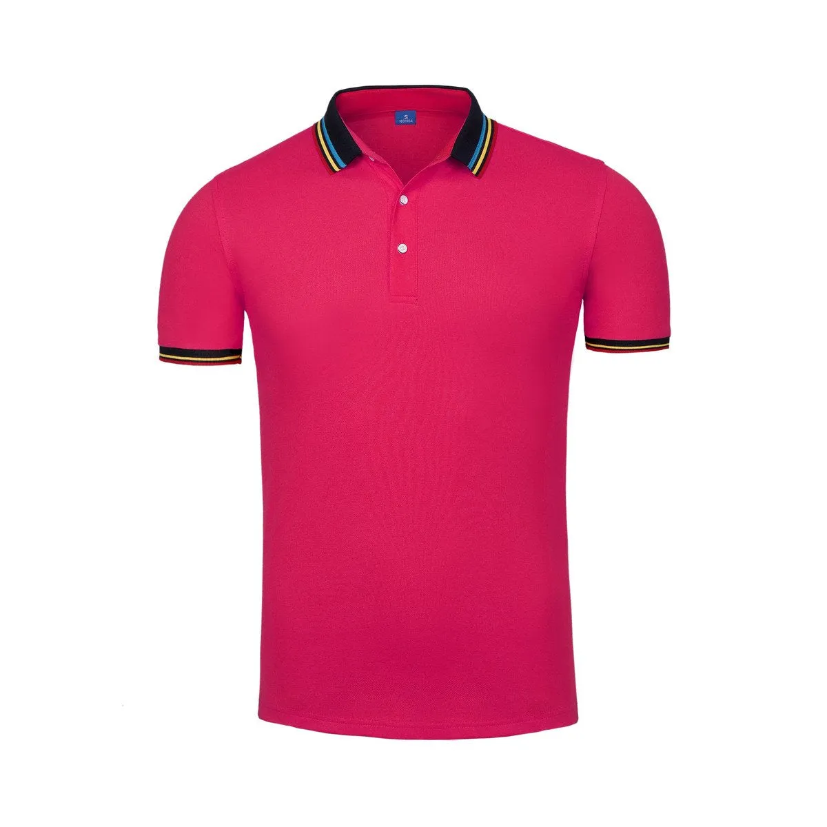Short-Sleeved Polo Shirt With Colourful Striped Collar