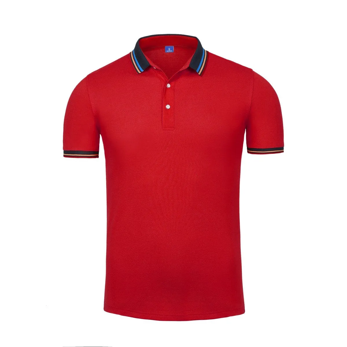 Short-Sleeved Polo Shirt With Colourful Striped Collar