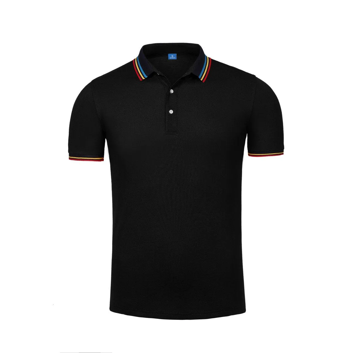 Short-Sleeved Polo Shirt With Colourful Striped Collar