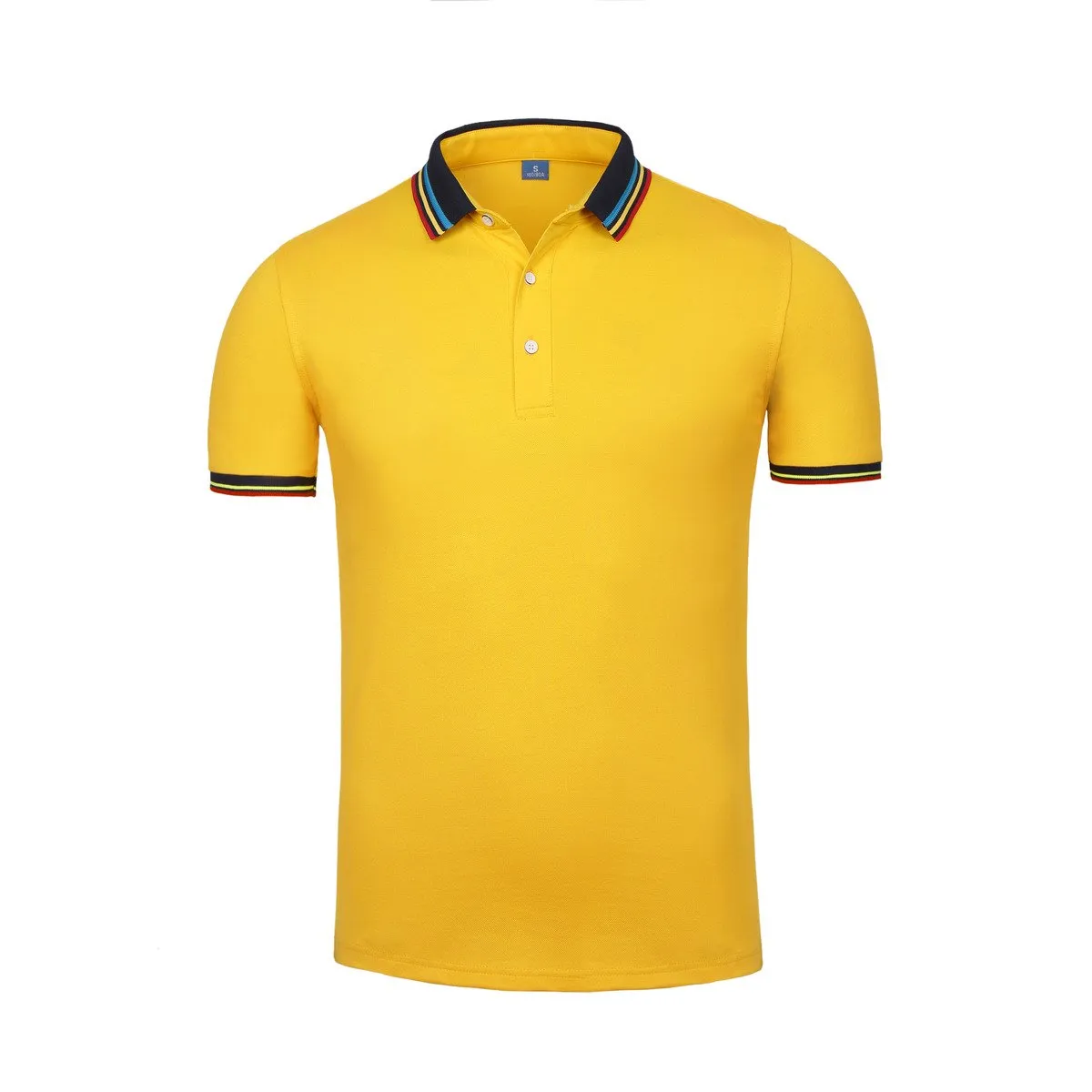 Short-Sleeved Polo Shirt With Colourful Striped Collar