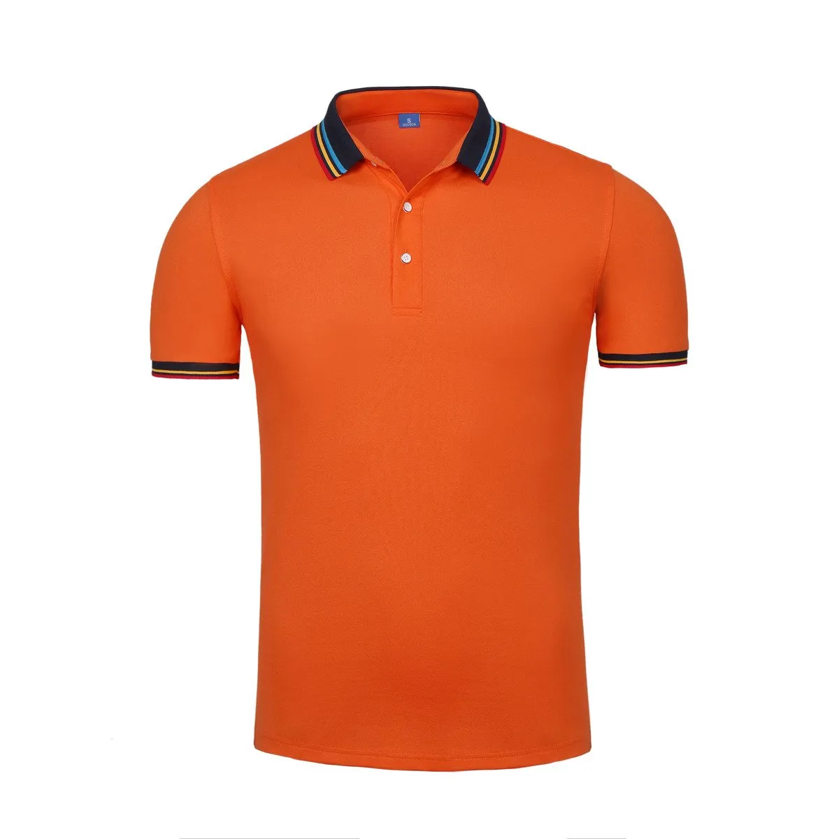 Short-Sleeved Polo Shirt With Colourful Striped Collar