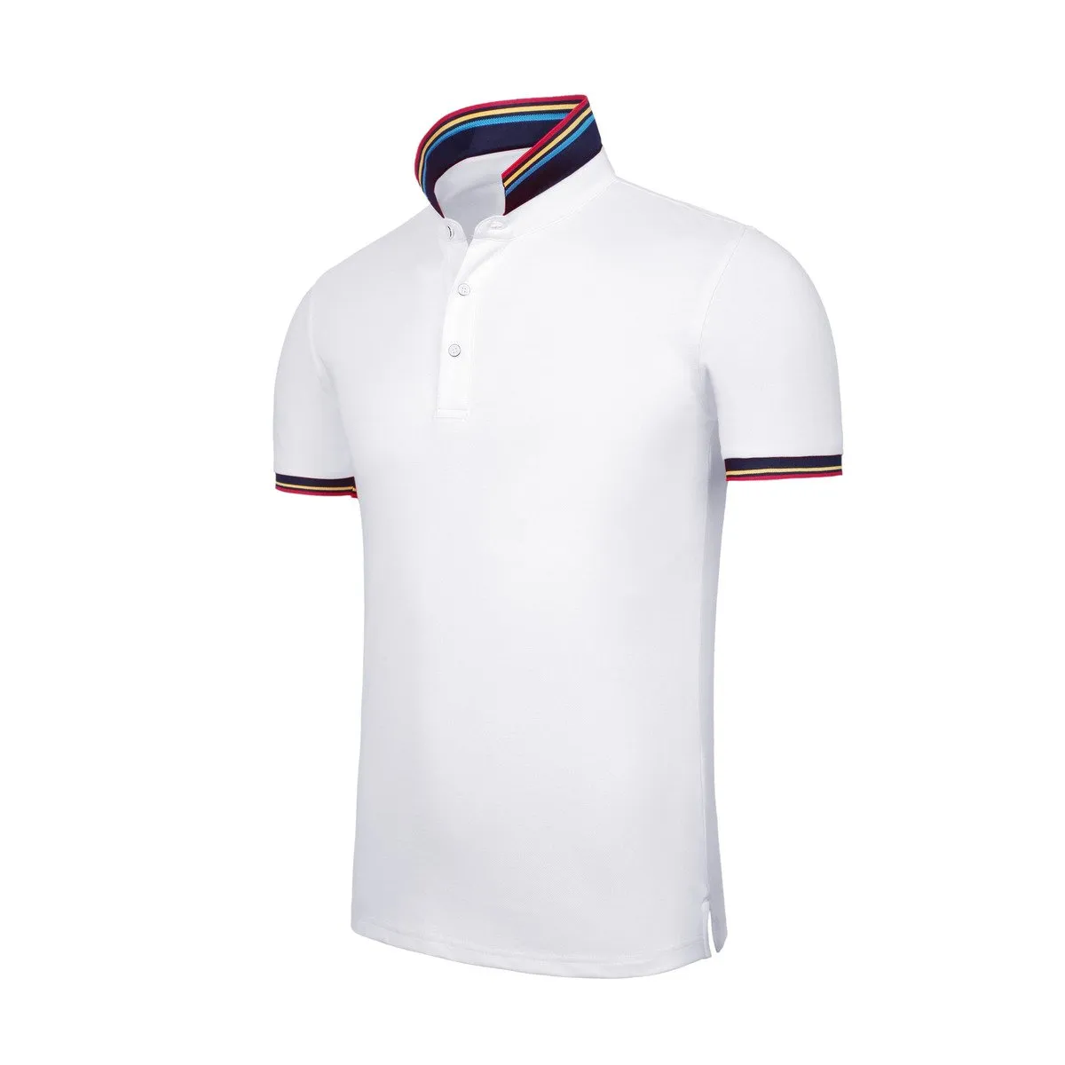 Short-Sleeved Polo Shirt With Colourful Striped Collar