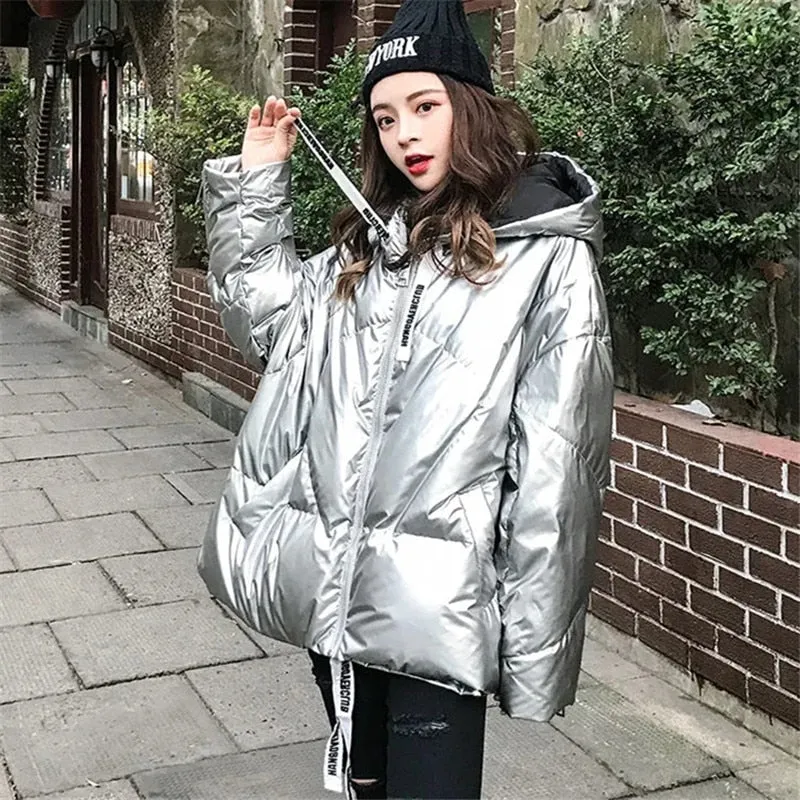 Silver Hooded Bomber Jacket