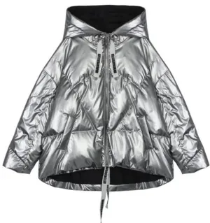 Silver Hooded Bomber Jacket