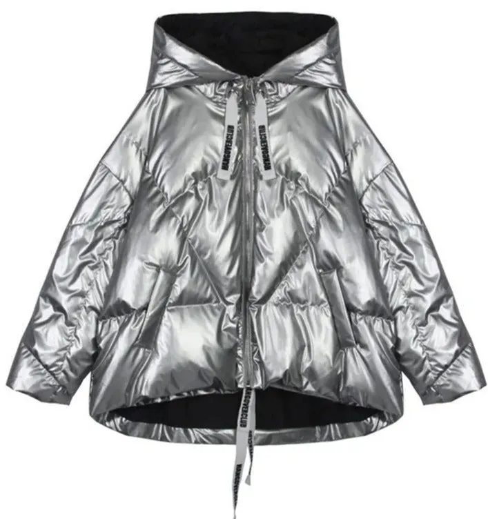 Silver Hooded Bomber Jacket