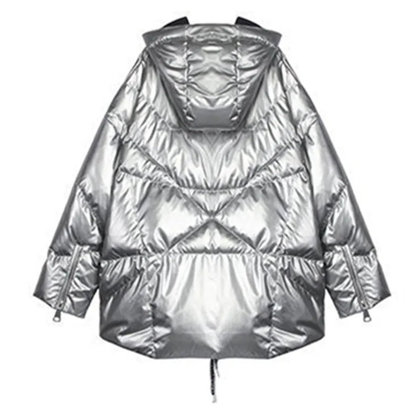 Silver Hooded Bomber Jacket