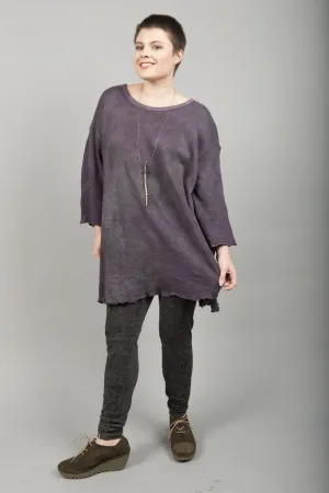 Simple Pullover Hand Dyed Sweater Amethyst-Blue Fish Clothing