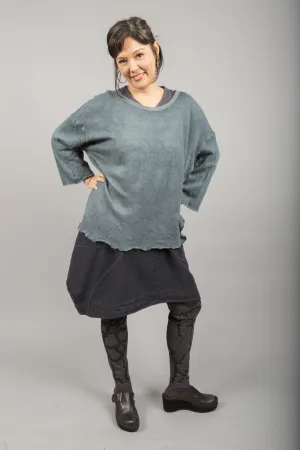 Simple Pullover Hand Dyed Sweater Dusty Teal-Blue Fish Clothing