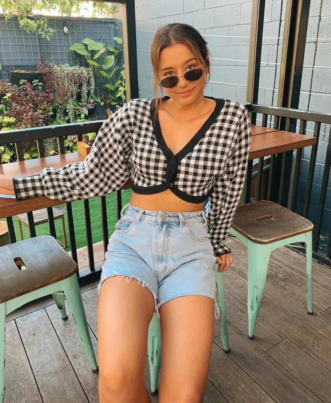 Single-breasted V-neck Lattice Grid Knitting Cardigans Sweaters